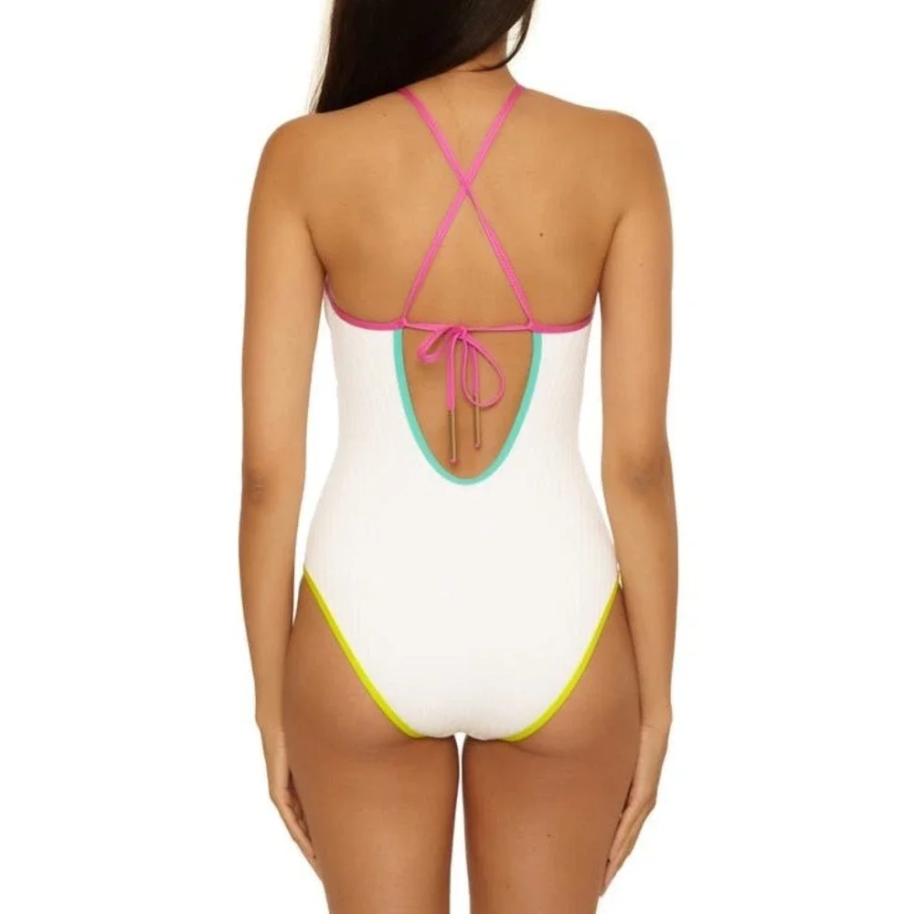 Trina Turk Maori Colorblock Binding One-Piece Swimsuit Women's Size 8